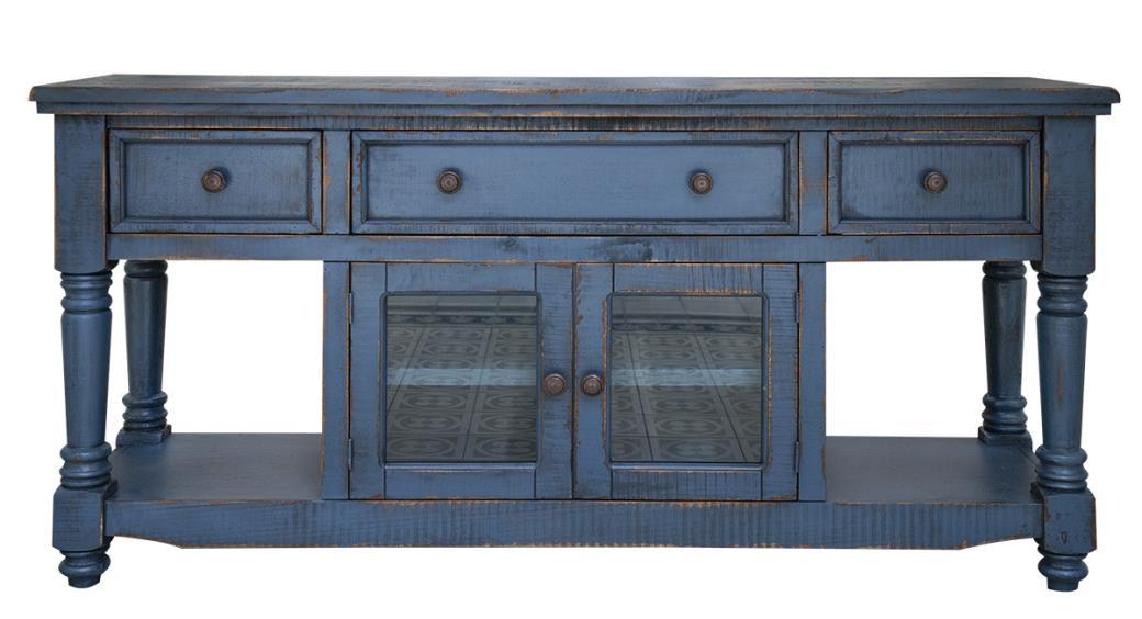 Aruba 70" TV Stand, w/3 Drawers and 2 Doors, in Dark Blue Finish image